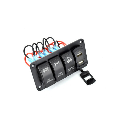Panou de control auto cu voltmetru, 3 întrerupătoare și dublu USB 5V 4.8A (SPA11)