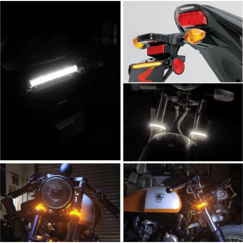 Set benzi DRL 12,5 cm 12V cu semnalizare dinamica, lumina alba/galbena