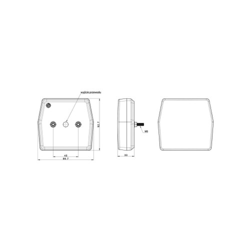 Lampă spate LED Fristom FT-222, 3 funcții, 99,6x93 mm, cu cablu 1 m