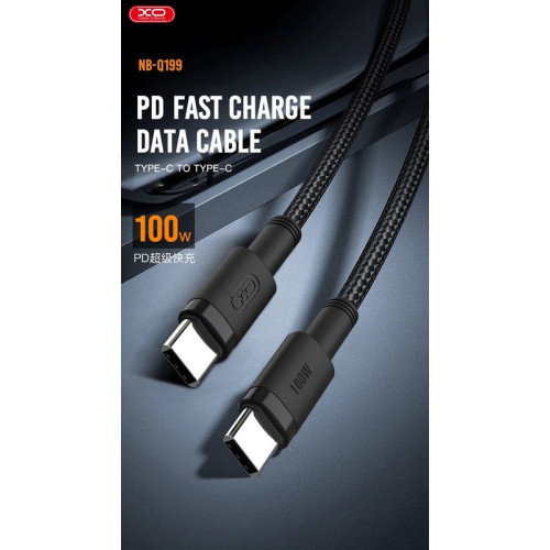 Cablu USB-C la USB-C 100W PD Quick Charge, transfer date, 1,5 m, negru