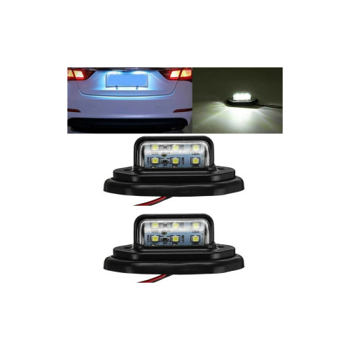 Set 2 lămpi LED pentru număr, carcasă neagră, lumină alb rece 12V-24V