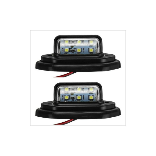 Set 2 lămpi LED pentru număr, carcasă neagră, lumină alb rece 12V-24V