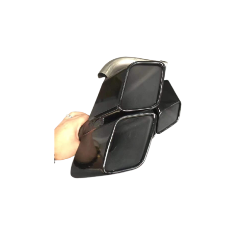 Set ornamente tobă negru din inox 304, compatibil Audi Q7 2016–2019 (2 buc.)