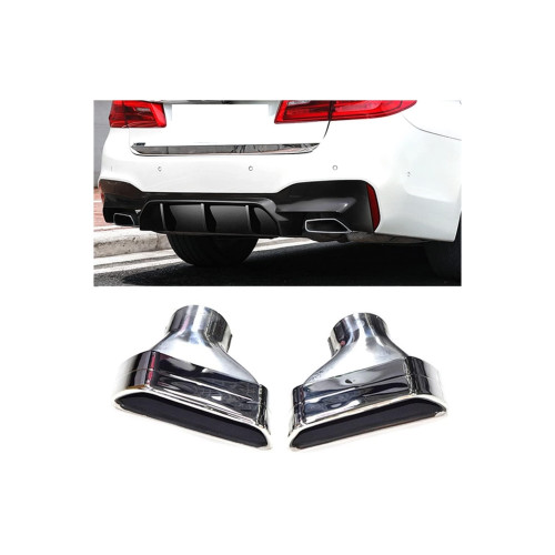 Set ornamente tobă argintii din inox 304, compatibile BMW Seria 5 G30 (2 buc.)