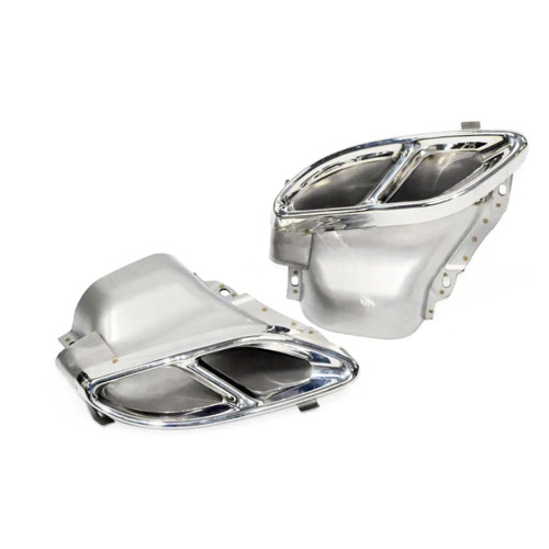 Set ornamente toba argintii inox 304 pentru Mercedes Clasa C W205/S205 AMG (2 buc)