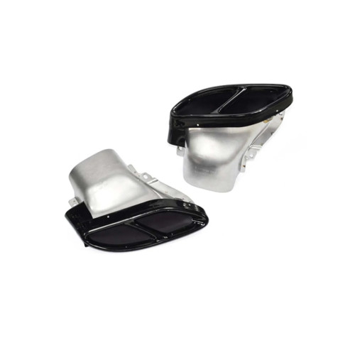 Set ornamente toba negru inox 304 pentru Mercedes Clasa C W205/S205 AMG (2 buc)