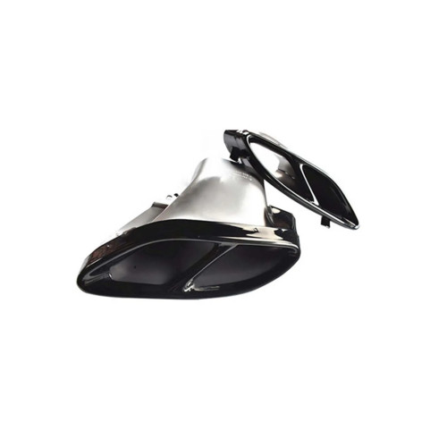 Set ornamente toba negru inox 304 pentru Mercedes Clasa C W205/S205 AMG (2 buc)