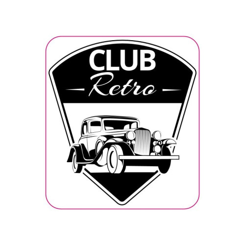 Abțibild auto „Club Retro” din Oracal, 7.5 x 8 cm, rezistent la exterior