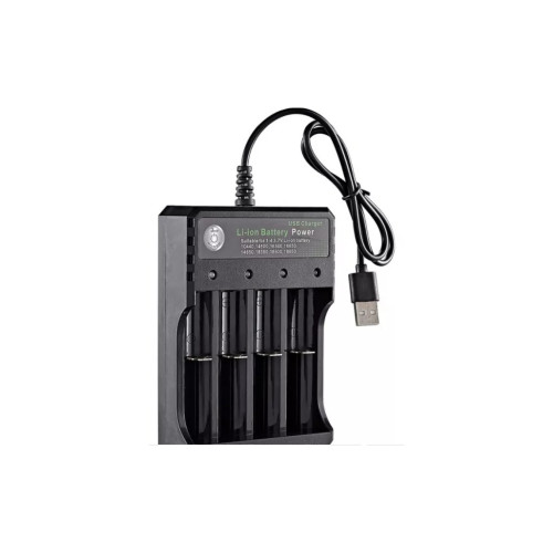 Încărcător USB pentru 4 acumulatori Li-Ion 18650, 4 sloturi, 4.2V (BH-042100-04U)