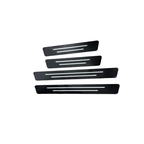 Set abțibilduri protecție praguri interior auto carbon cu dungă albă, 4 buc. OEM MKT-4PCS