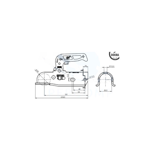 Set cuplă remorcă 3000 kg cu 3 adaptoare și șuruburi, E-mark BC-3000.1D