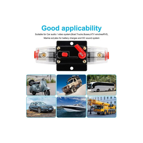 Siguranță automată cu buton de reset 80A, 32V DC, cod A207 (OEM)