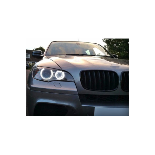 Set inele Angel Eyes LED COB 12V, 100 mm, alb, waterproof, pentru faruri auto