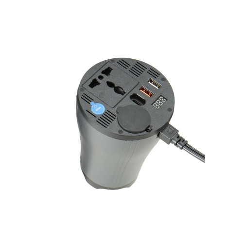 Invertor auto premium 150W 12V-220V cu USB-C, QC 3.0 și priză 220V