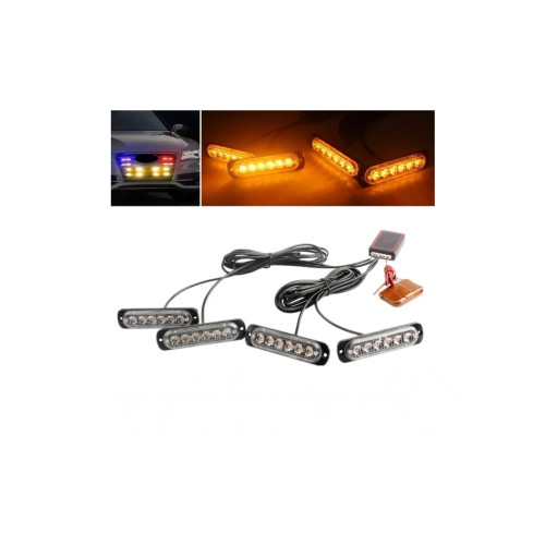 Lampă LED stroboscopică profesională 12V, 6 LED, cu telecomandă, IP65 (HH-ZW64)