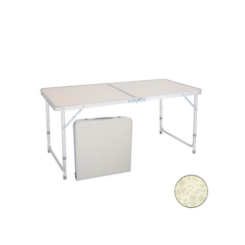 Masă pliantă din aluminiu 120x60 cm, tip valiză, ușoară și compactă