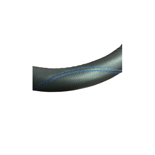 Husă volan din imitație piele, mărime M 37–38 cm, negru cu cusătură albastră