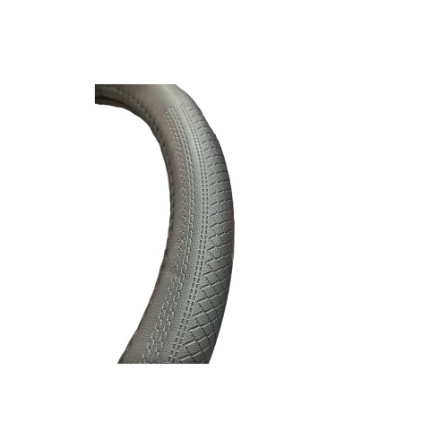 Husă volan M 37-38 cm, imitație piele neagră, montaj rapid (WK-1009)