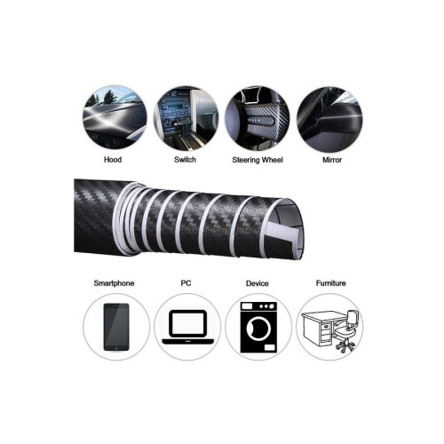 Rola folie carbon 3D neagră autoadezivă 1,27 m x 30 m (KM9003)