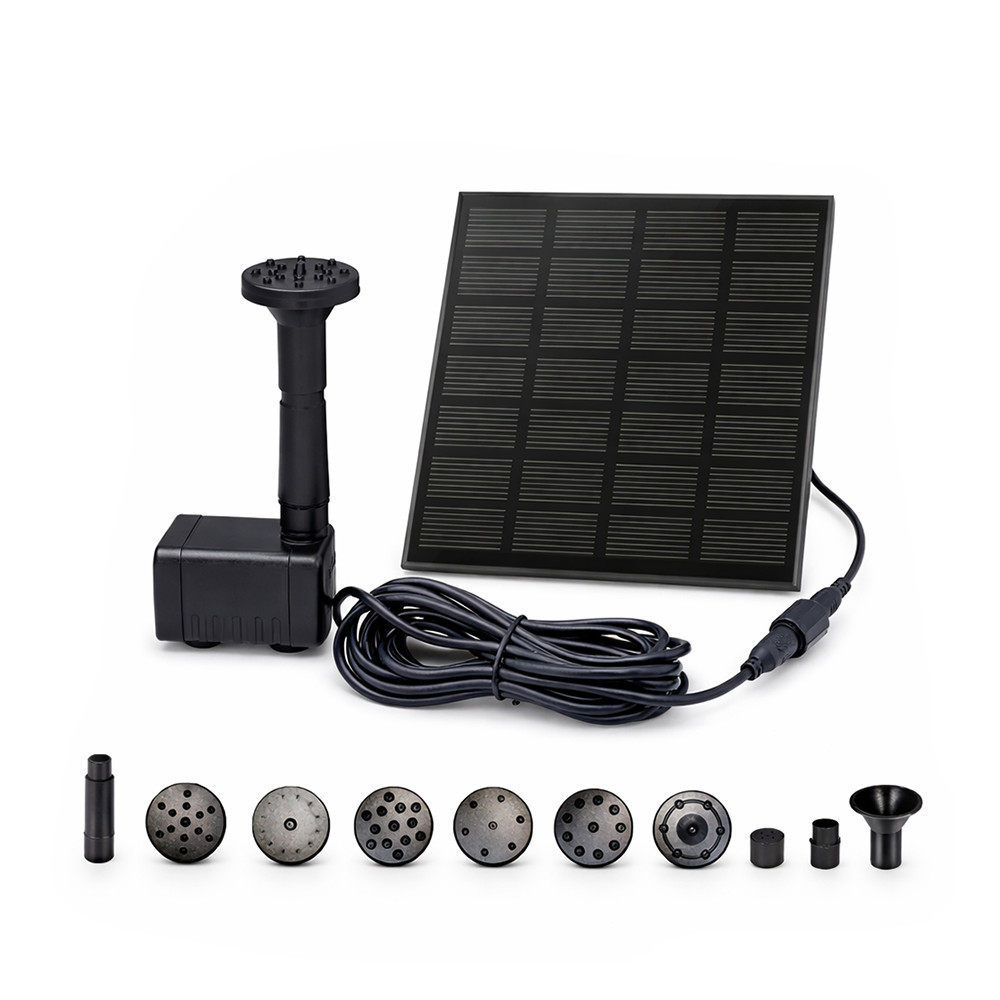 Fântână solară Leziter cu panou 11×11 cm, pompă 150 L/h și duze multiple