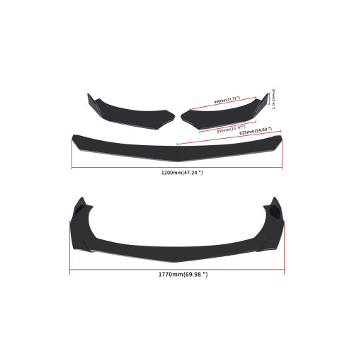 Spoiler universal prelungire bara față, negru lucios, ABS flexibil (177 cm) UNIV-010