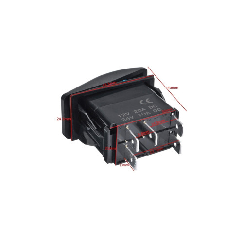 Întrerupător tip Rocket cu martor luminos, 5 pini, 12V/20A sau 24V/10A (LB4)