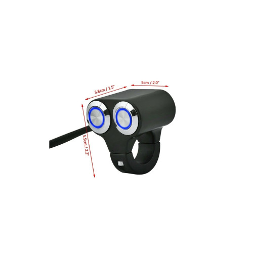 Întrerupător moto din aluminiu cu 2 butoane pentru ghidon, model WG12