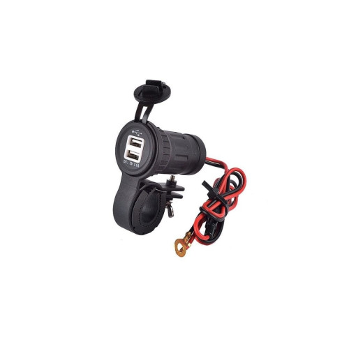 Mufă USB pentru motocicletă 3.1A cu adaptor, capac protecție și prindere ghidon