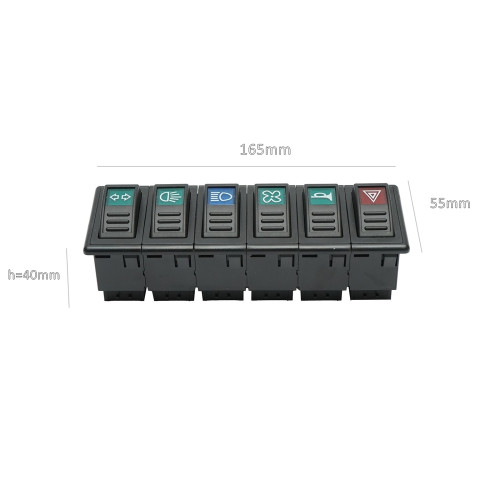 Panou de comandă universal cu 6 butoane, 165×55×40 mm, DISKX48