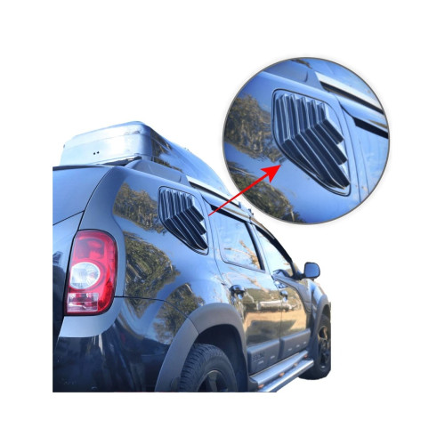 Ornamente protecție geam spate Dacia Duster I 2010–2018, ABS negru lucios