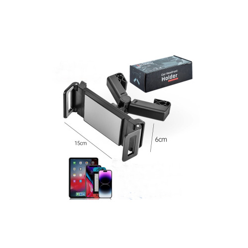 Suport auto universal pentru telefon/tableta cu prindere pe tetiera, negru