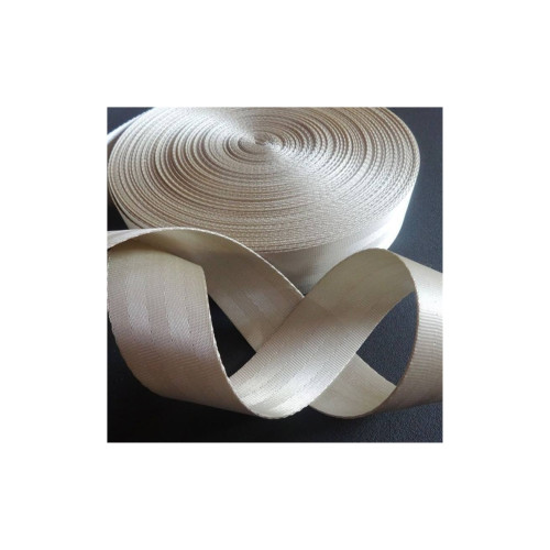 Banda pentru centura de siguranta auto din poliester bej 46 mm, rola 100 m