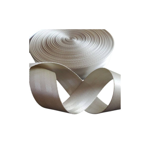 Banda pentru centura de siguranta auto din poliester bej 46 mm, rola 100 m