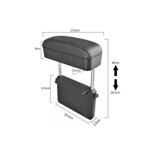 Cotieră auto universală ajustabilă pe înălțime, cu spațiu de depozitare, neagră