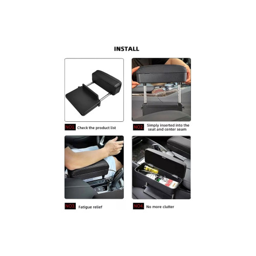 Cotieră auto universală ajustabilă pe înălțime, cu spațiu de depozitare, neagră