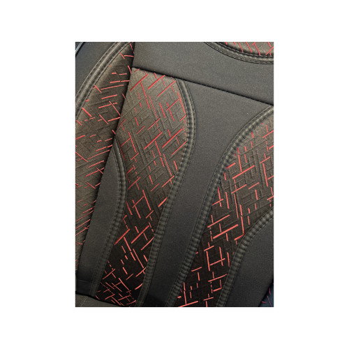 Set huse scaun auto universale față 1+1, negru cu roșu, cu tetiere