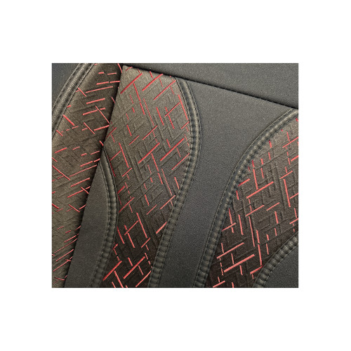 Set huse scaun auto universale față 1+1, negru cu roșu, cu tetiere