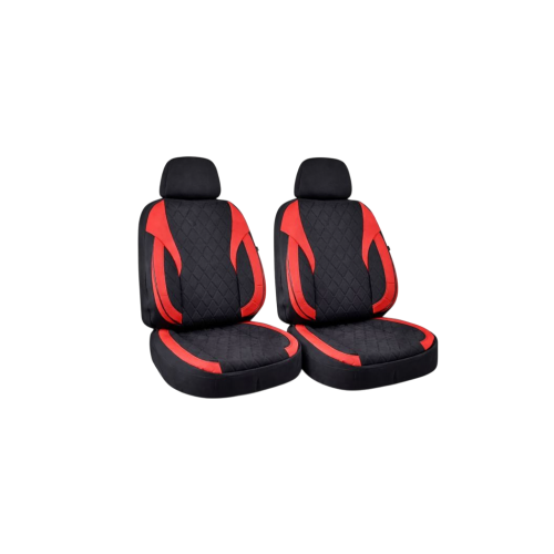 Set huse scaune auto universale Premium, fata/spate, fractionate, negru-rosu