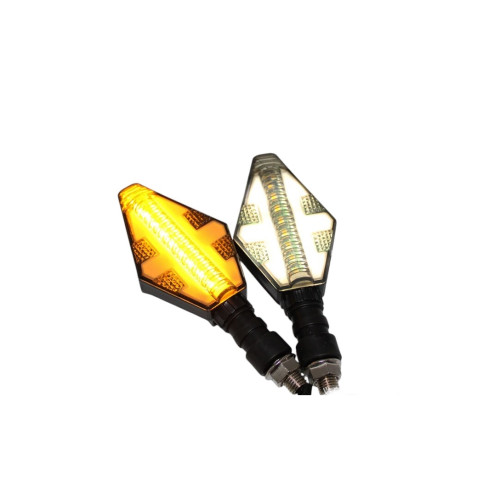 Semnalizări moto LED 12V cu lumină de zi albă și semnal galben, set 2 (FS-1213)