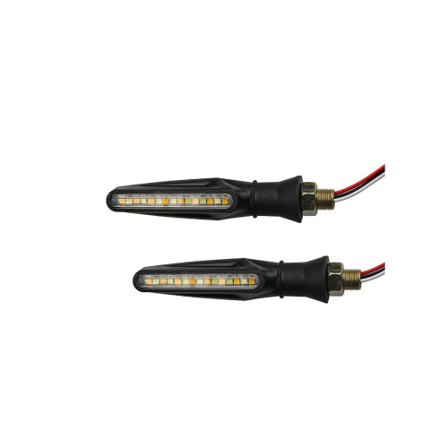 Semnalizări moto LED 12V cu DRL alb și semnalizare galbenă, set 2 buc (FS-1211)