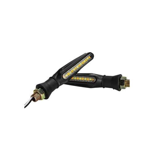Semnalizări moto LED 12V cu DRL alb și semnalizare galbenă, set 2 buc (FS-1211)