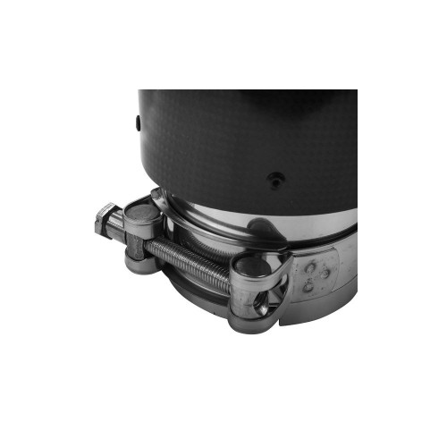 Ornament tobă auto din carbon lucios 76 mm, cu colier de prindere (0101-76)