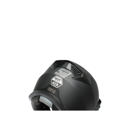 Cască motocross integrală Lion L, negru mat, vizieră transparentă și ochelari soare UV400