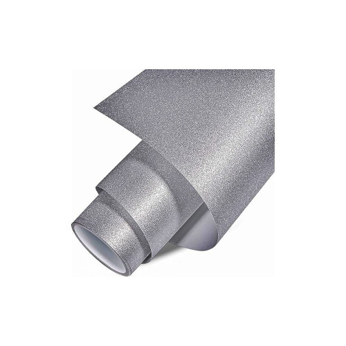 Folie auto autocolant PVC argintie glitter mat 1.52 m x 1 m, anti-bule (KM9247)