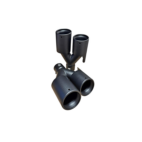 Ornament tobă dublă negru mat, intrare 60 mm, ieșire 2x80 mm (dreapta/stânga)