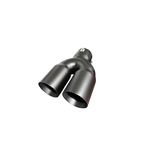 Ornament toba inox dublu universal negru mat, intrare 76 mm, prindere cu surub