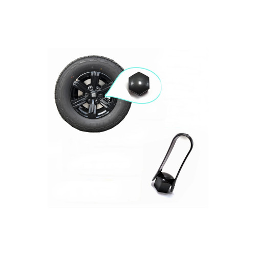 Set capace prezoane 17 mm din ABS cu cheie, 20 buc, negru/gri