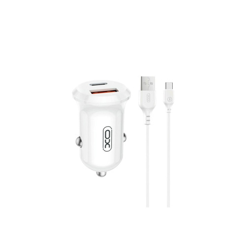 Încărcător auto mini 30W cu USB-C + USB-A, cablu Type‑C 1 m, XO-CC69
