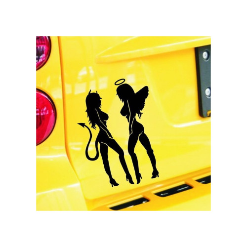 Abtibild auto Devil & Angel cu silueta decorativa, 13x10 cm, pentru exterior (YGT-15)