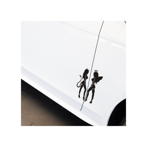 Abtibild auto Devil & Angel cu silueta decorativa, 13x10 cm, pentru exterior (YGT-15)